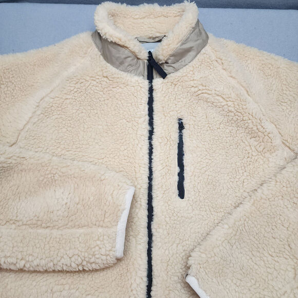 Everlane‎ ReNew Sherpa Full Zip Jacket Mock Neck Beige Pockets Men's Sz L NWOT - Picture 3 of 6